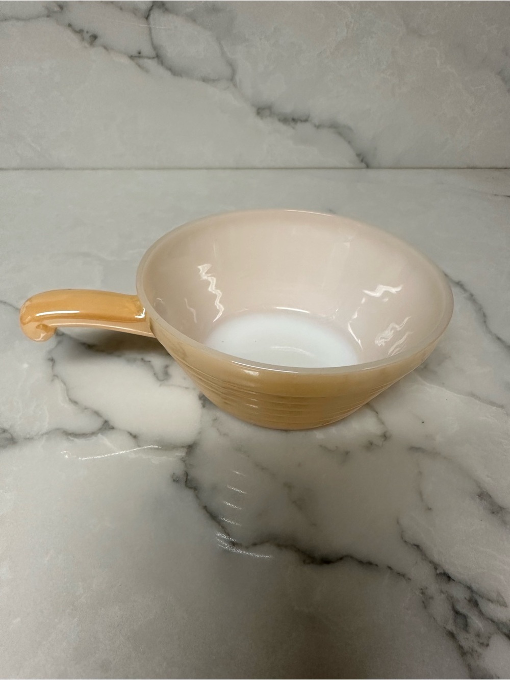 Vintage Fire King Peach Lusterware  Beehive Soup Bowl With Handle